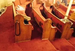 Before - Pew Refurbishment & Reupholstery