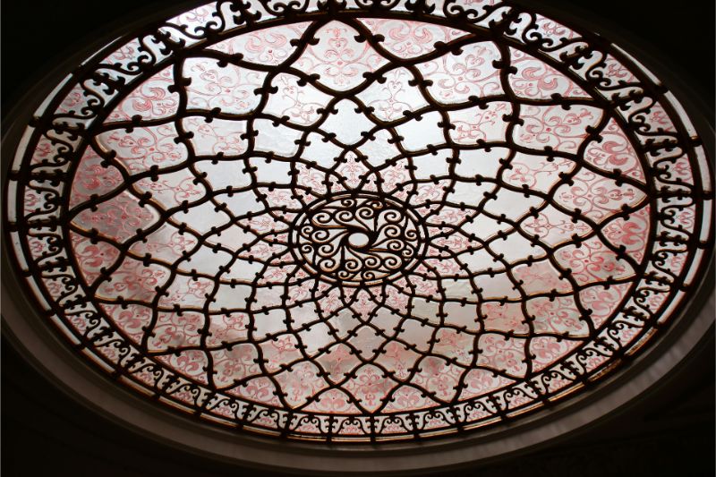 Intricate Stained Glass Dome Ceiling Design