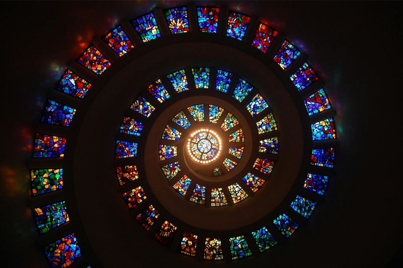 Worms Eye View of Spiral Stained Glass