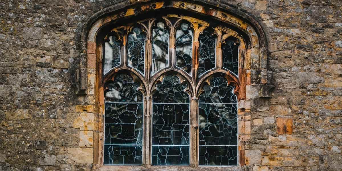 Rust stains around church window