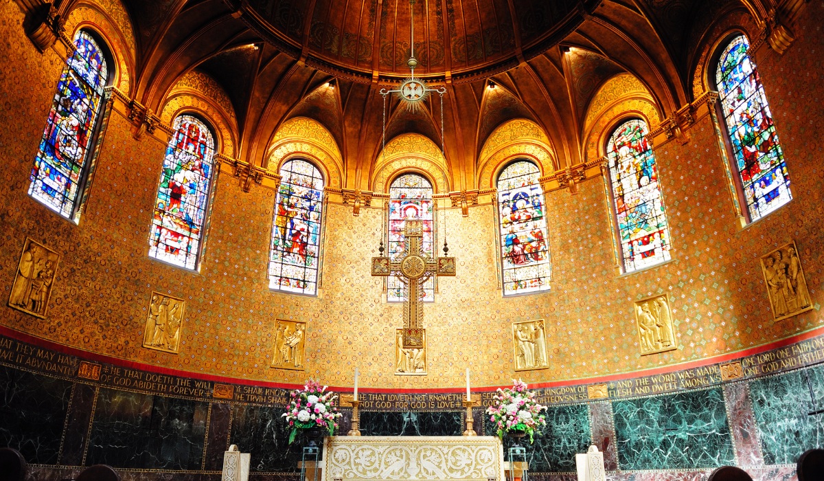 ornate golden altar of Trinity Church Boston