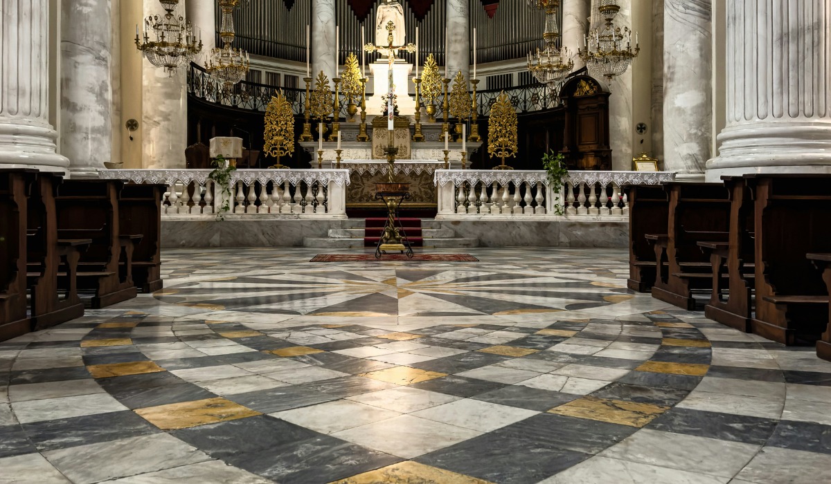 cathedral sanctuary featuring an ornate marble tiled floor