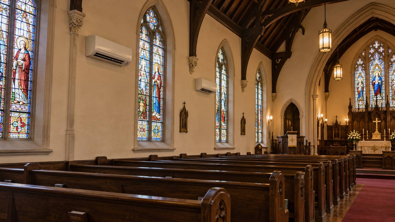 Historic Gothic church with discreet air conditioning
